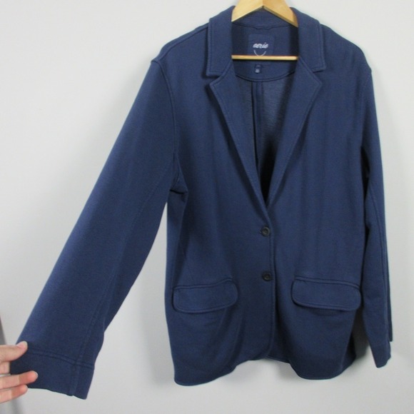 Aerie Knit Blazer Women L Blue Cotton Blend Pockets Casual Everyday Jacket 672 - Picture 6 of 12